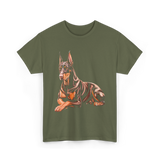 Doberman Pinscher Dog Portrait T-Shirt - Military Green