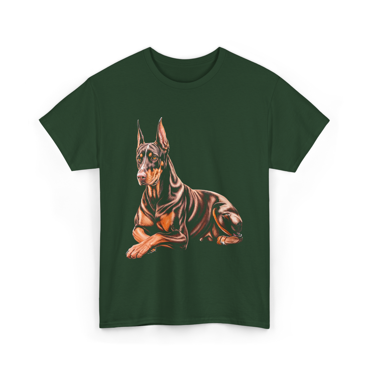 Doberman Pinscher Dog Portrait T-Shirt - Forest Green