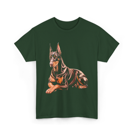 Doberman Pinscher Dog Portrait T-Shirt - Forest Green