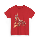 Doberman Pinscher Dog Portrait T-Shirt - Red