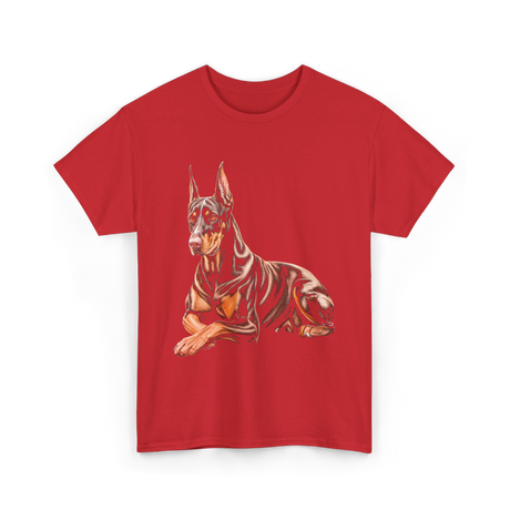 Doberman Pinscher Dog Portrait T-Shirt - Red