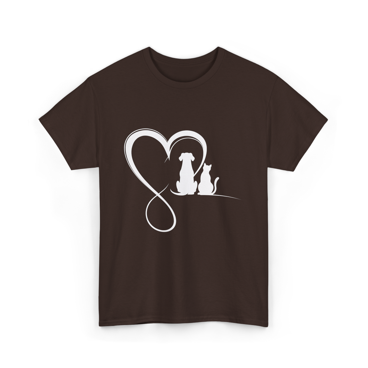 Dog Cat Heart Animal Love T-Shirt - Dark Chocolate