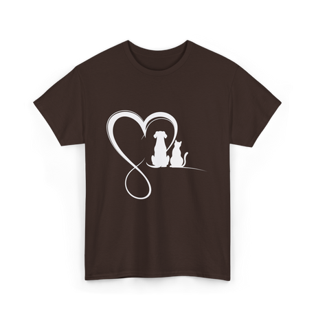 Dog Cat Heart Animal Love T-Shirt - Dark Chocolate