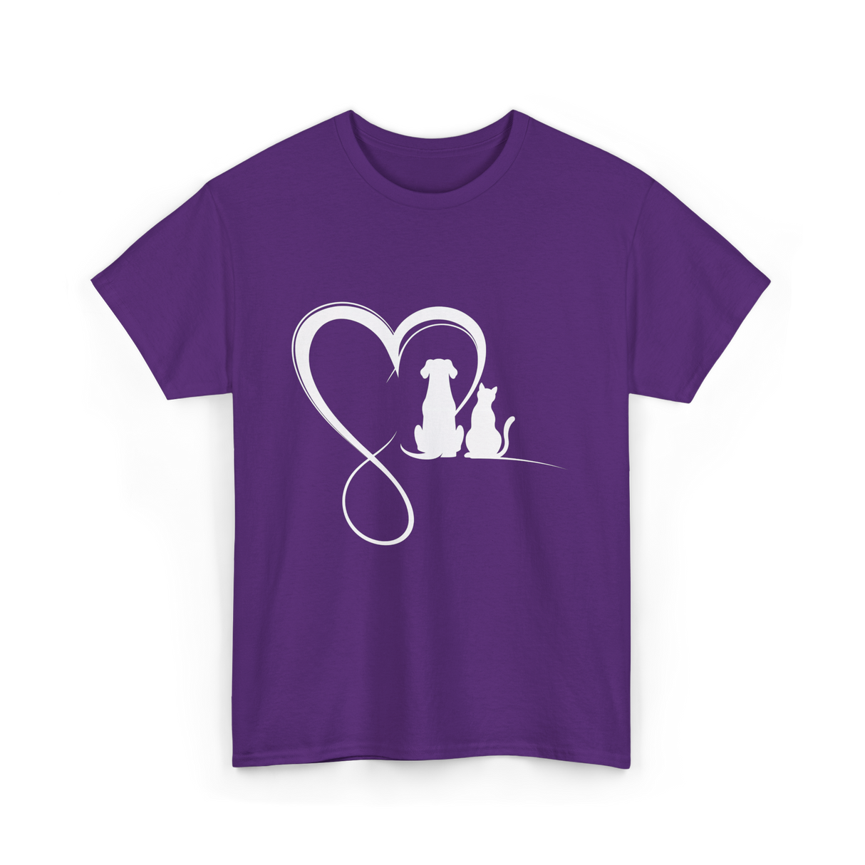 Dog Cat Heart Animal Love T-Shirt - Purple