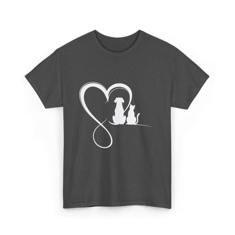 Dog Cat Heart Animal Love T-Shirt - Dark Heather