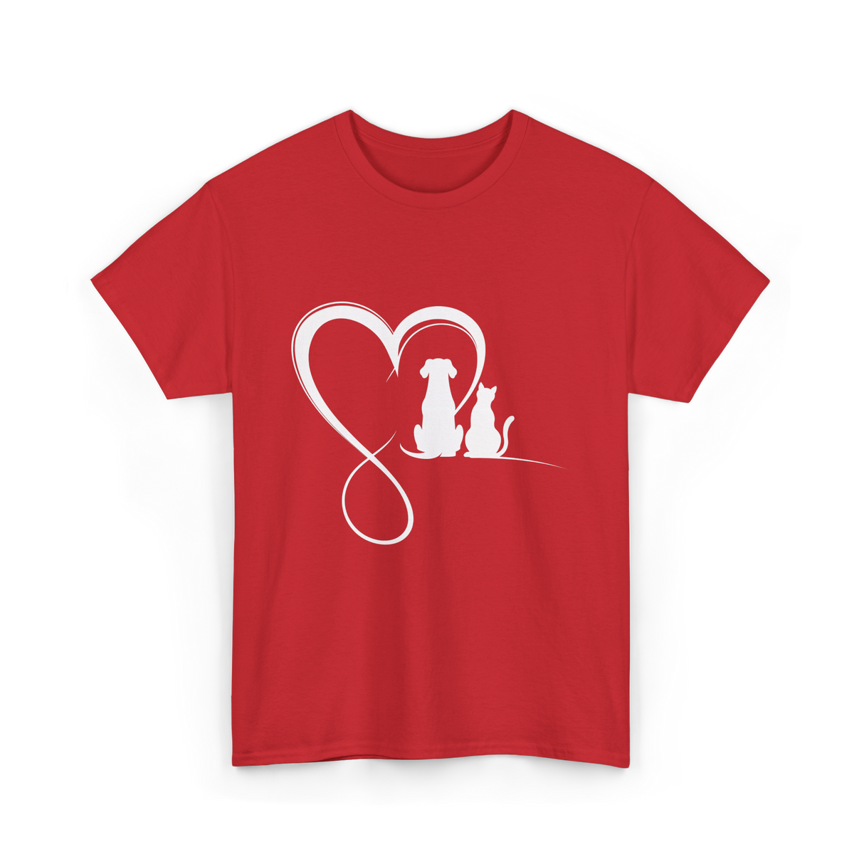 Dog Cat Heart Animal Love T-Shirt - Red