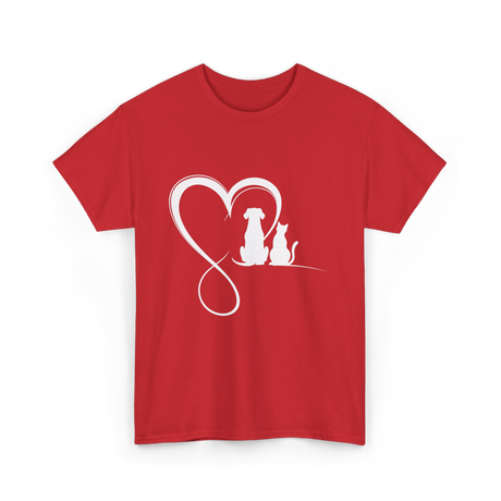 Dog Cat Heart Animal Love T-Shirt - Red