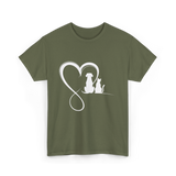 Dog Cat Heart Animal Love T-Shirt - Military Green