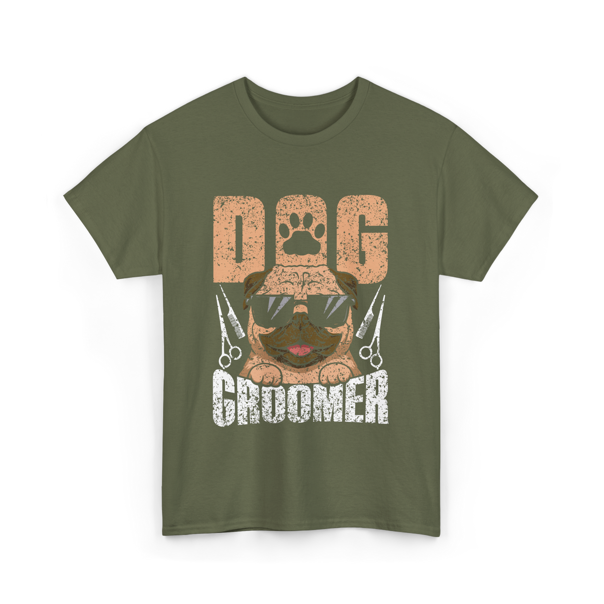 Dog Groomer Cute Dogs Grooming T-Shirt - Military Green