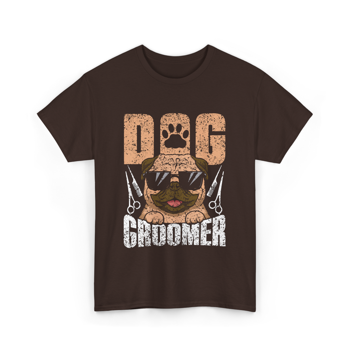 Dog Groomer Cute Dogs Grooming T-Shirt - Dark Chocolate