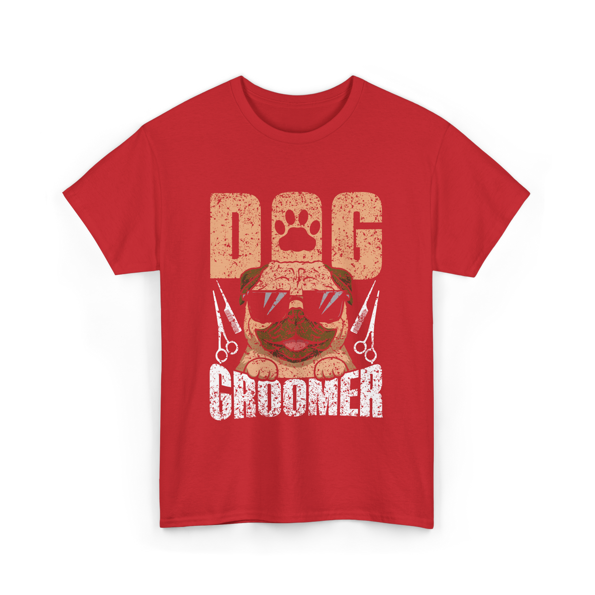 Dog Groomer Cute Dogs Grooming T-Shirt - Red