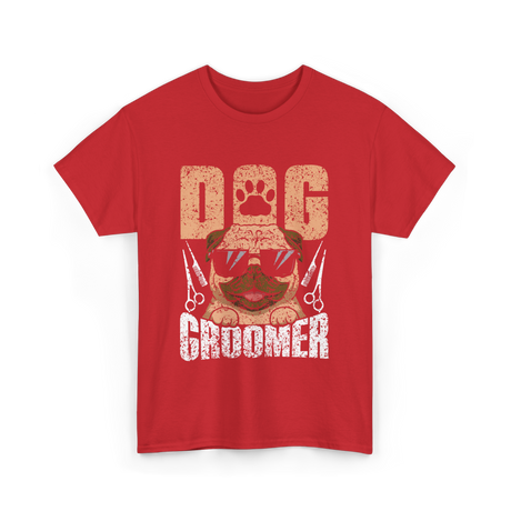 Dog Groomer Cute Dogs Grooming T-Shirt - Red