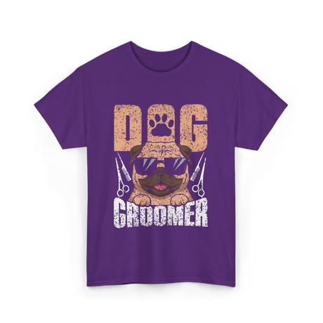 Dog Groomer Cute Dogs Grooming T-Shirt - Purple