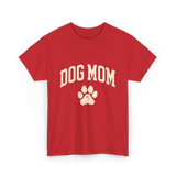 Dog Mom Paw Dog Lover T-Shirt - Red
