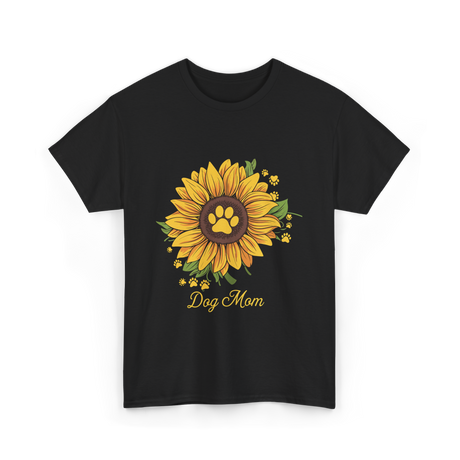 Dog Mom Sunflower Dog Lover T-Shirt - Black