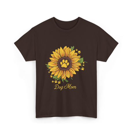 Dog Mom Sunflower Dog Lover T-Shirt - Dark Chocolate