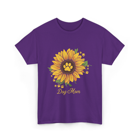 Dog Mom Sunflower Dog Lover T-Shirt - Purple