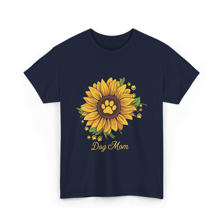 Dog Mom Sunflower Dog Lover T-Shirt - Navy