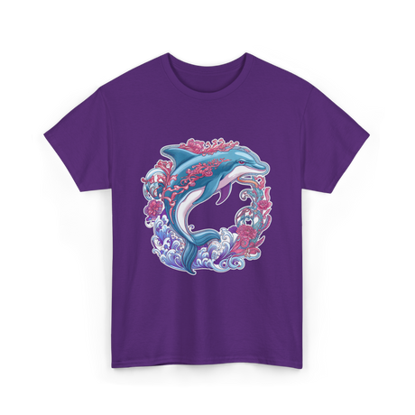 Dolphin Artwork Marine Life T-Shirt - Purple