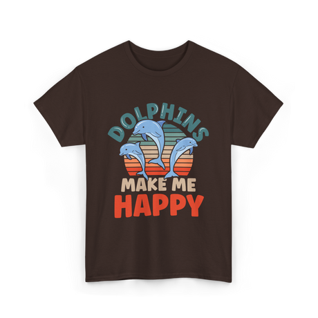 Dolphins Make Me Happy Dolphin T-Shirt - Dark Chocolate