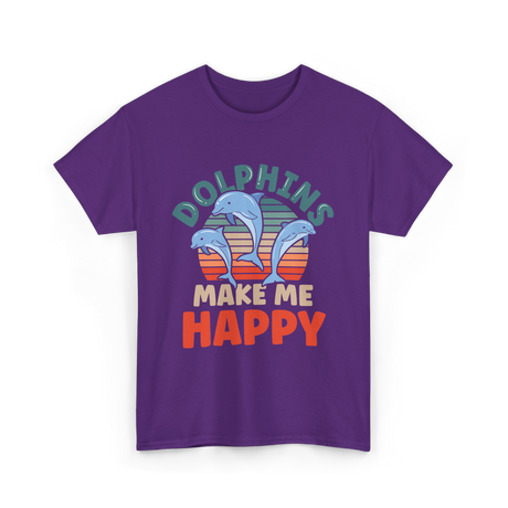 Dolphins Make Me Happy Dolphin T-Shirt - Purple