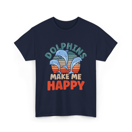 Dolphins Make Me Happy Dolphin T-Shirt - Navy