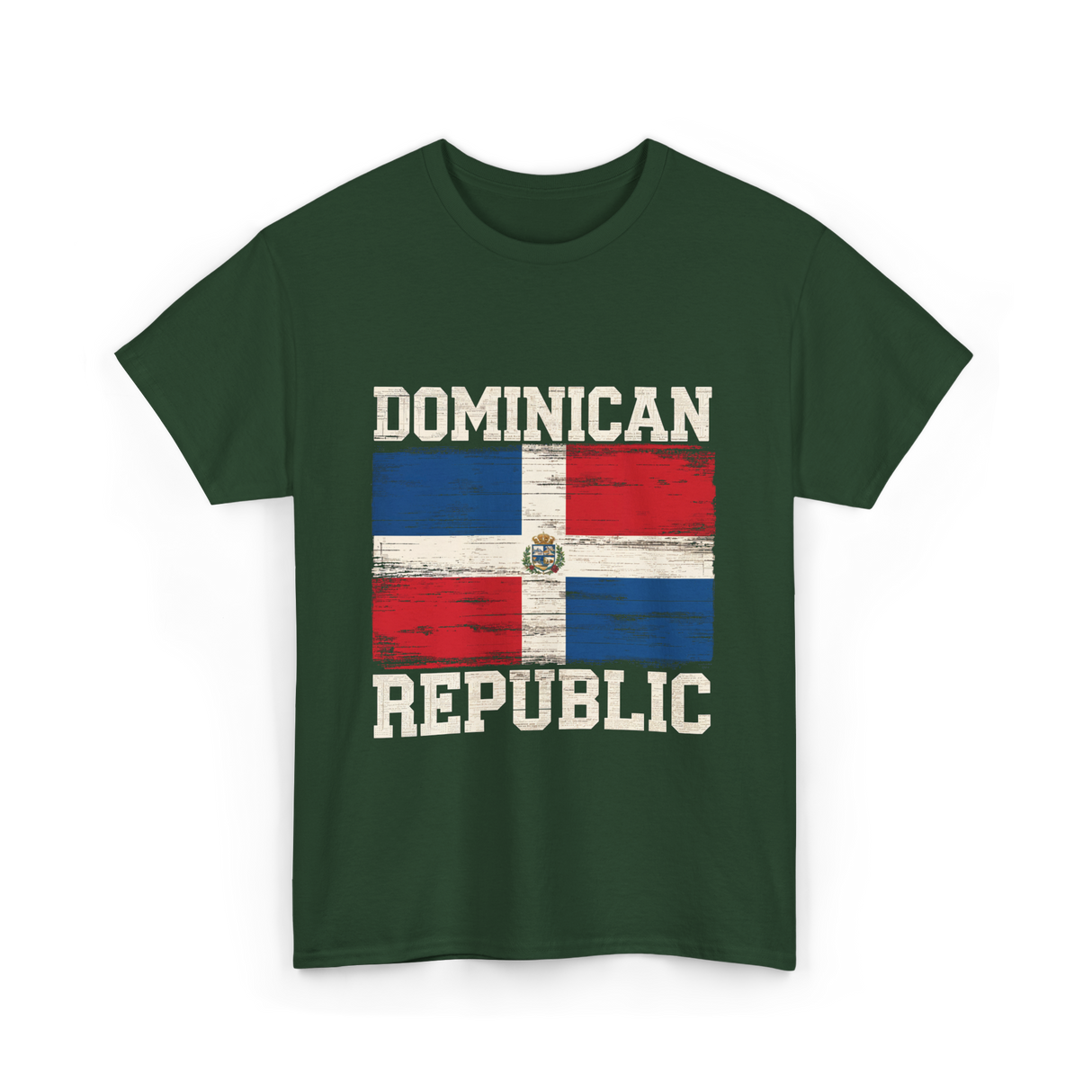 Dominican Republic Flag Patriotism T-Shirt - Forest Green