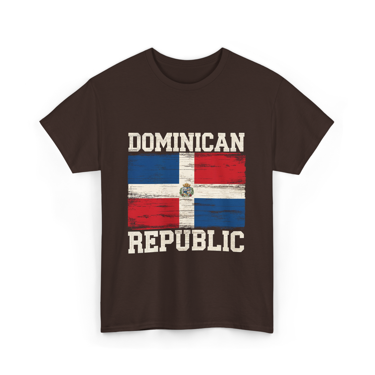 Dominican Republic Flag Patriotism T-Shirt - Dark Chocolate