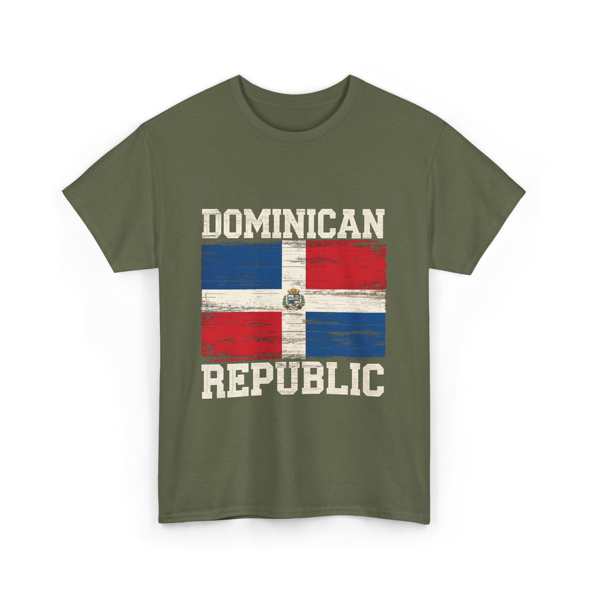 Dominican Republic Flag Patriotism T-Shirt - Military Green