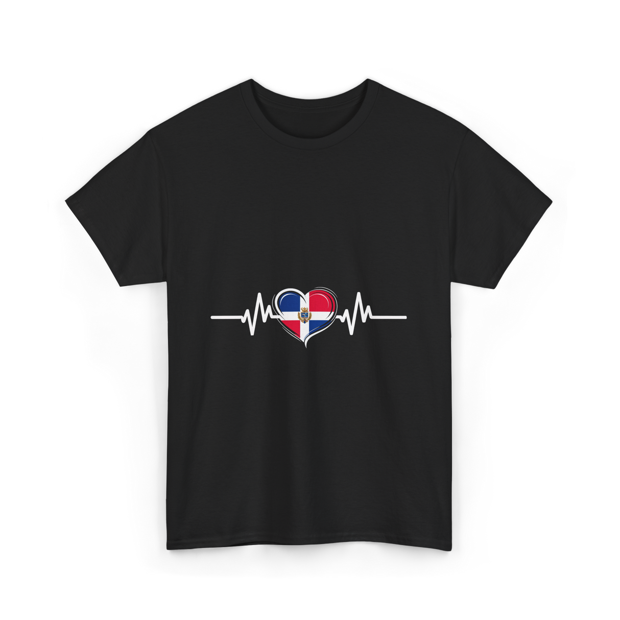 Dominican Republic Heartbeat Dominican Roots T-Shirt - Black