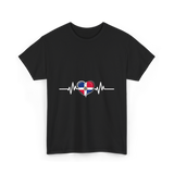 Dominican Republic Heartbeat Dominican Roots T-Shirt - Black