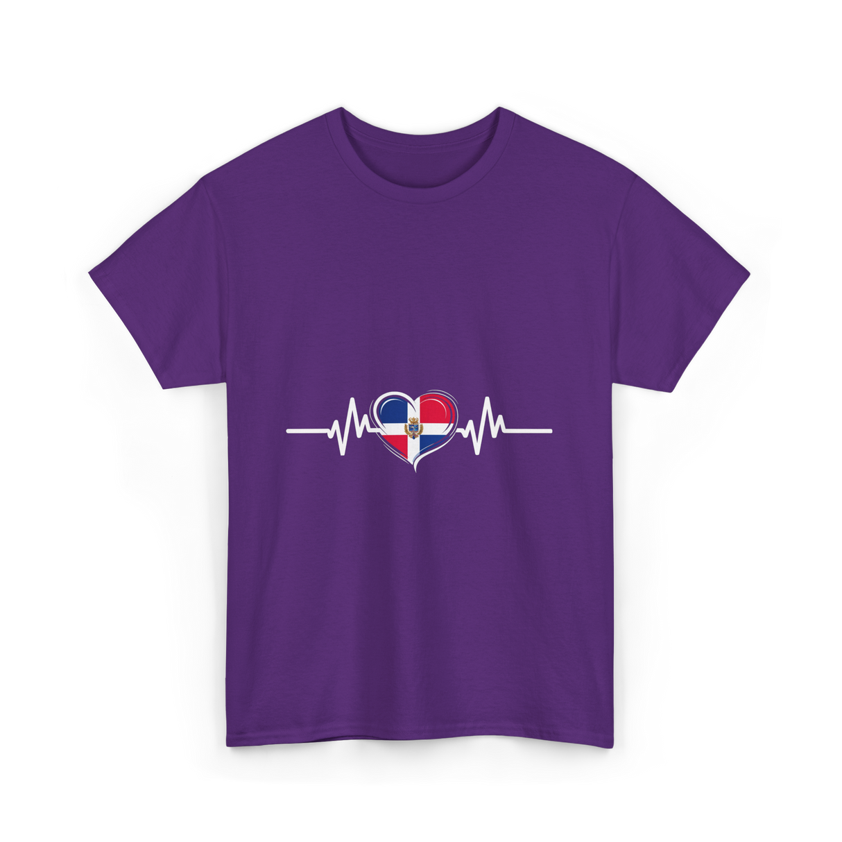 Dominican Republic Heartbeat Dominican Roots T-Shirt - Purple