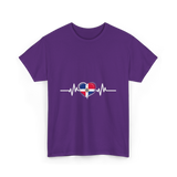 Dominican Republic Heartbeat Dominican Roots T-Shirt - Purple