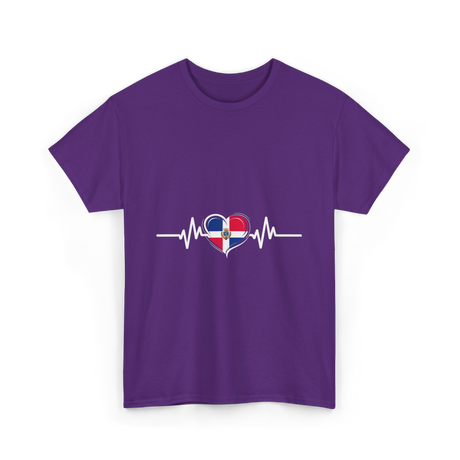 Dominican Republic Heartbeat Dominican Roots T-Shirt - Purple