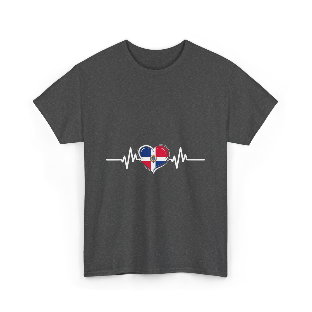 Dominican Republic Heartbeat Dominican Roots T-Shirt - Dark Heather