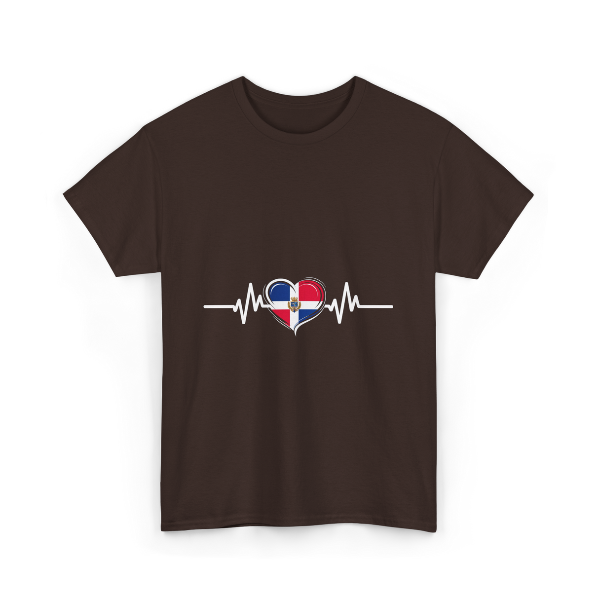 Dominican Republic Heartbeat Dominican Roots T-Shirt - Dark Chocolate