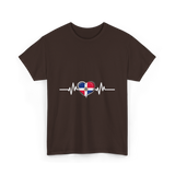 Dominican Republic Heartbeat Dominican Roots T-Shirt - Dark Chocolate