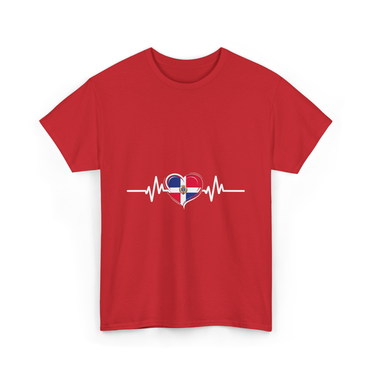 Dominican Republic Heartbeat Dominican Roots T-Shirt - Red