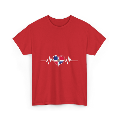 Dominican Republic Heartbeat Dominican Roots T-Shirt - Red