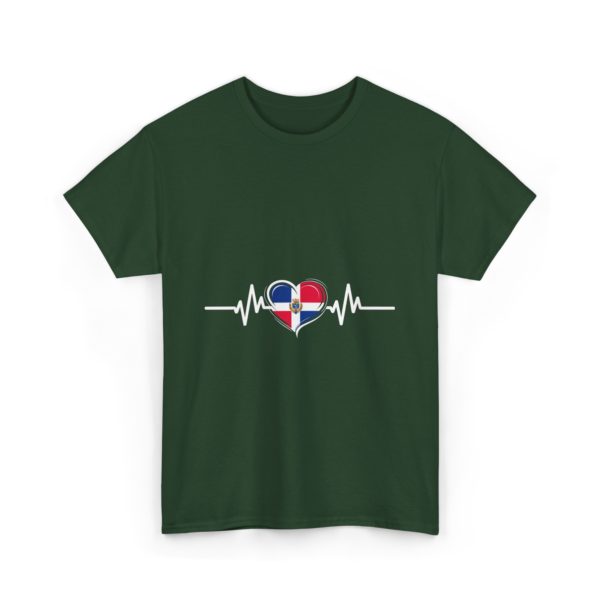 Dominican Republic Heartbeat Dominican Roots T-Shirt - Forest Green