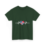 Dominican Republic Heartbeat Dominican Roots T-Shirt - Forest Green