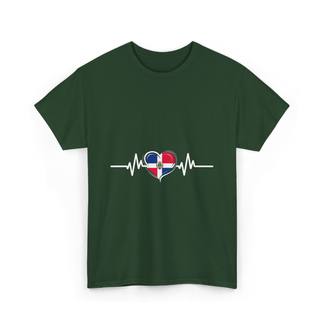 Dominican Republic Heartbeat Dominican Roots T-Shirt - Forest Green