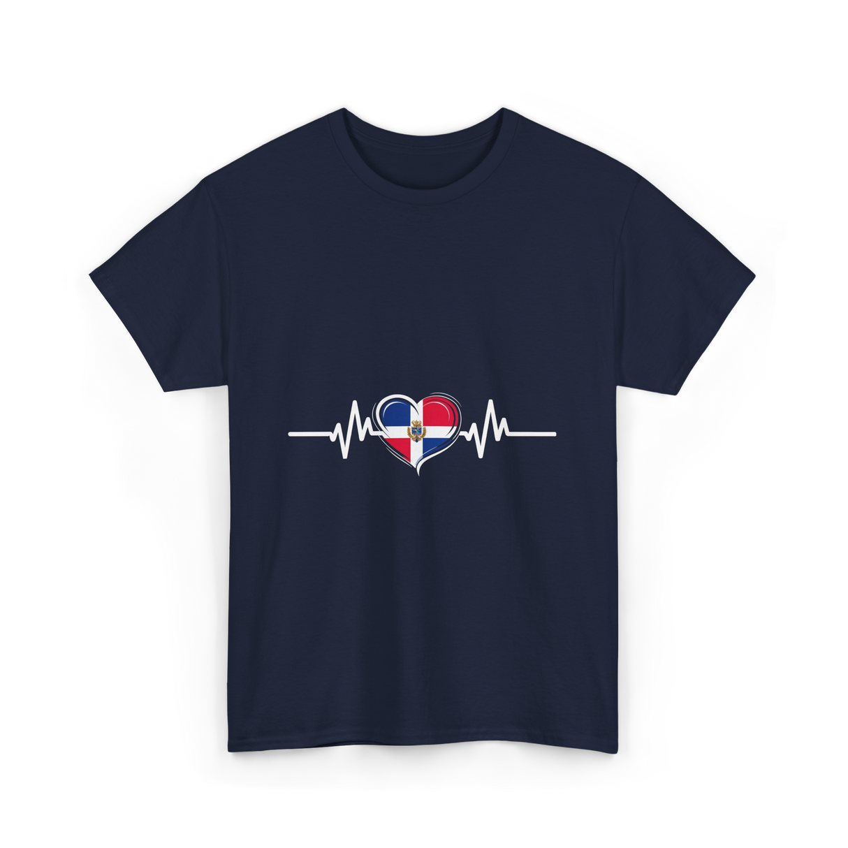 Dominican Republic Heartbeat Dominican Roots T-Shirt - Navy