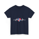 Dominican Republic Heartbeat Dominican Roots T-Shirt - Navy