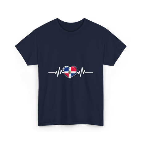 Dominican Republic Heartbeat Dominican Roots T-Shirt - Navy