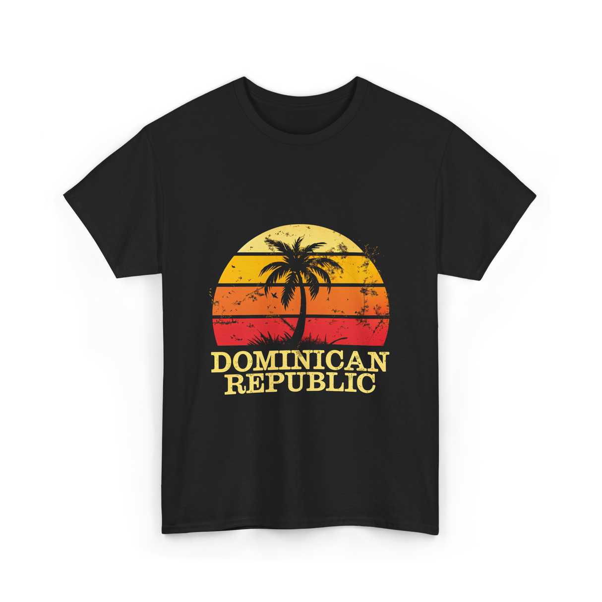 Dominican Republic Vintage Sunset T-Shirt - Black