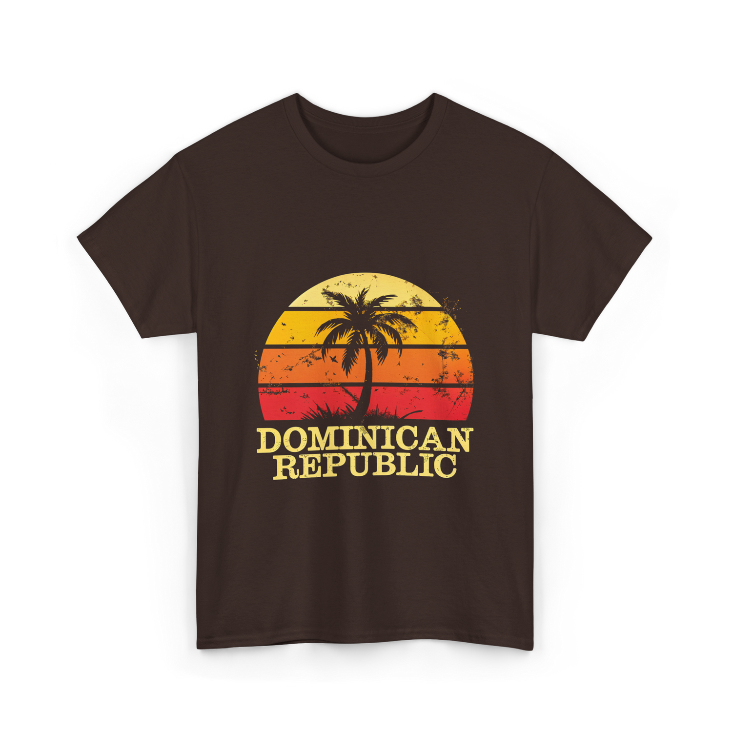 Dominican Republic Vintage Sunset T-Shirt - Dark Chocolate
