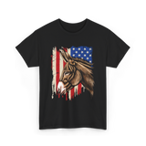 Donkey American Flag Patriotic T-Shirt - Black