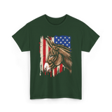 Donkey American Flag Patriotic T-Shirt - Forest Green