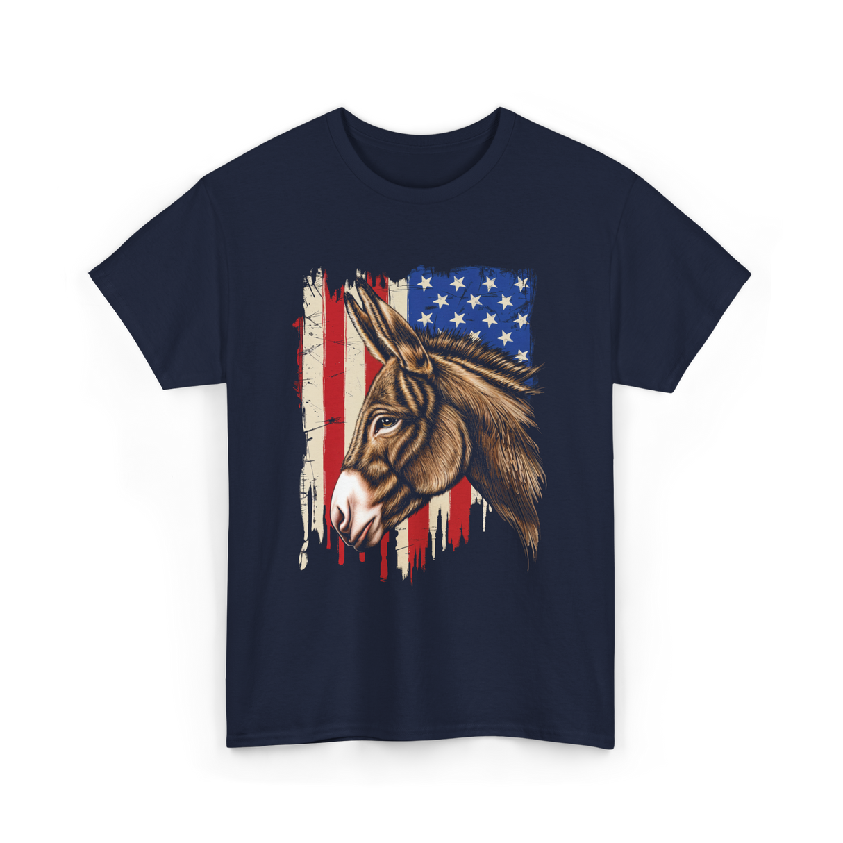 Donkey American Flag Patriotic T-Shirt - Navy